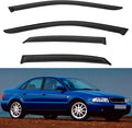 4pcs Front+Rear Smoke Tint Sun/Rain Guard Outside Mount Tape-On Vent Window Visors Compatible with 96-01 B5 A4/A4 Quattro 00-02 S4 4-Door Sedan