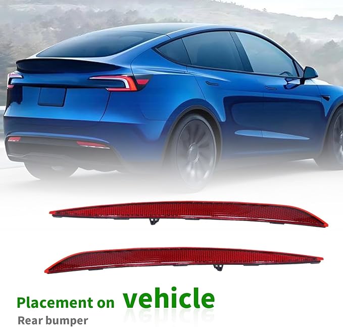 149581800C Tail Rear Bumper Reflector Red Pair LH RH Compatible with Model Y 2023 2022 2021 2020