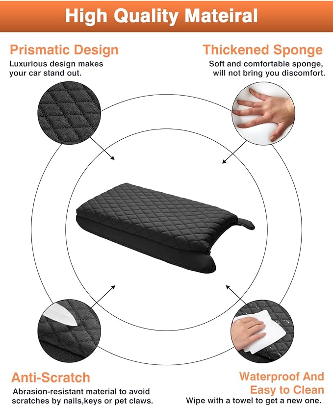 Shademax Custom for 2026 2025 BMW X3 Center Console Cover Armrest Cover for BMW X3 Arm Rest Cushion Pad Leather Middle Console Cover Armrest Seat Box Protector BMW X3 Accessories Anti-Scratch Black