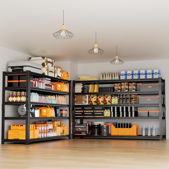 Storage Shelves Heavy Duty 3 PCS, 60" L x 24" W x 78" H Garage Storage Shelves Unit Loads 3700LBS, 5-Tier Adjustable Metal Industrial Utility Shelf Rack for Kitchen, Laundry Room, Warehouse, Basement