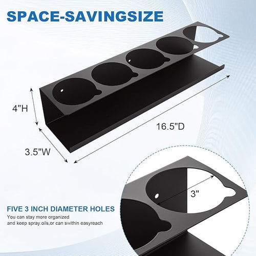 4 Pack Heavy-Duty Aerosol Spray Can Holder, 5 Can Spray Bottle Holder Steel Wall-Mounted Shelf for Garage, Craft Workspace and Home