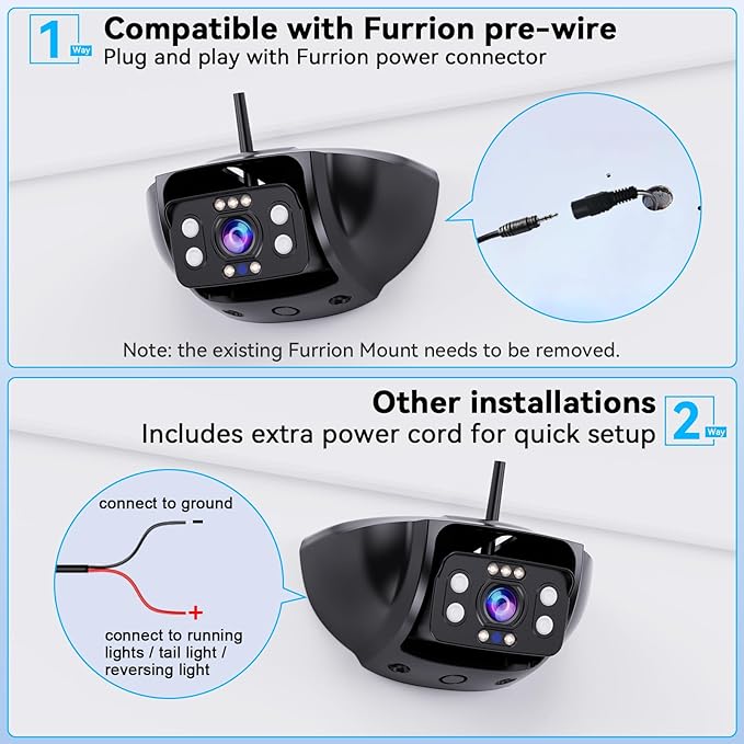 RV Backup Camera Wireless 7-inch for Furrion: Touchkey 4-Channel with Recording 1080P HD RV Rear View Camera Night Vision Waterproof Easy Install for Trailers, Boats, Fifth Wheels