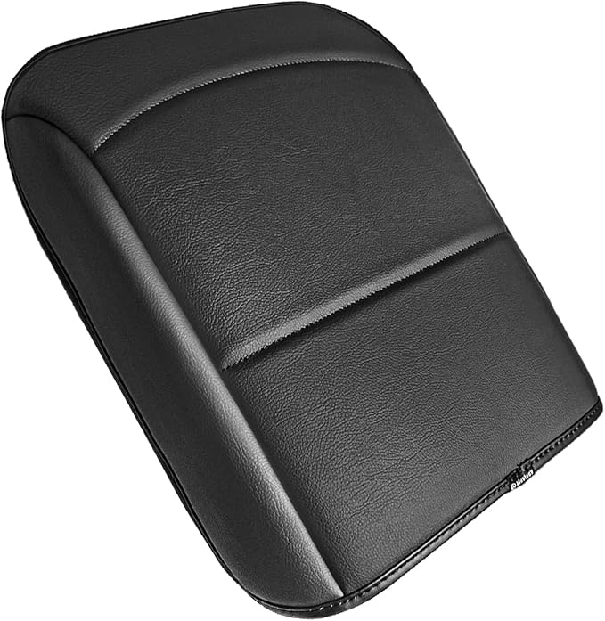 Muslogy Center Console Armrest Cover Compatible with Ford F150 2021-2024 2025 Comfort Armrest Pad Arm Rest Cushion Vegan Leather Protector Regular Thick(Bucket Seat ONLY)
