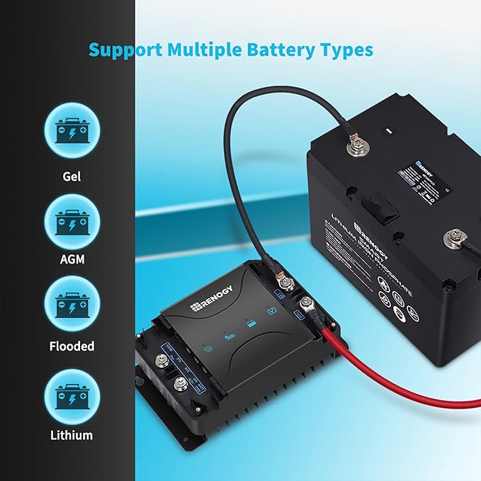 Renogy 12V 30A DC to DC Charger with MPPT & Multi-Stage Charging - Smart On-Board Battery Charger for Solar/Alternator Input - Charges Lithium, AGM, Gel, Flooded Batteries in RVs, Cars, Marine