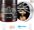 Leather Repair Kit Recoloring Balm Cleaner Conditioner Waterproof Beeswax Oil for Car Seat Furniture Couch Shoe Leather Vinyl(Maroon)