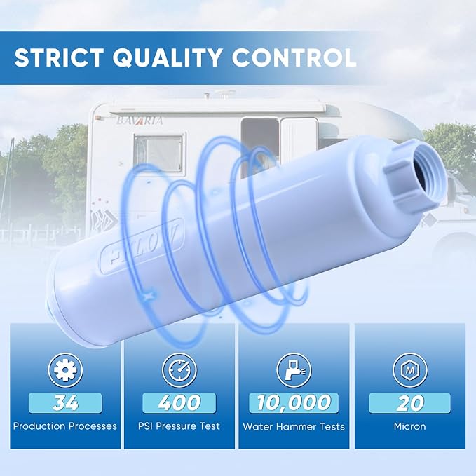PUREPLUS RV Water Filter System for Garden, Pool, Spa, RV, Camper, Marine, Boat Hose, for Drinking, Car Washing, Gardening, Planting, Reduces Chlorine, Heavy Metals, Odors, 2PACK