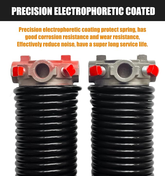 Garage Door Torsion Spring Set, Pair of 2" Electrophoresis Coated Garage Door Springs Replacement with 2 Non-Slip Winding Bars and Bearing, Minimum 16000 Cycles (.207x2x25)