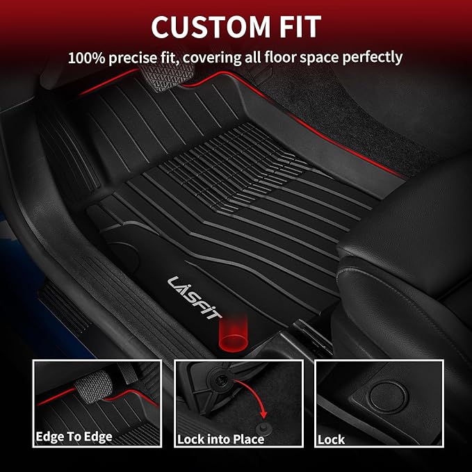 LASFIT Floor Mats for Mercedes Benz GLB 250/35 AMG 2025 2024 2023 2022 2021 2020, All Weather TPE Custom Fit Floor Liners for Mercedes Benz GLB250 & GLB35 AMG 1st & 2nd Car Mats, Black