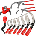 10PCS Oil Filter Wrench Set, 9" & 12" Oil Filter Pliers, 3 Jaw Oil Filter Wrench Tool with Oil Funnel for Oil Change Adjustable From 1-3/4" to 6"