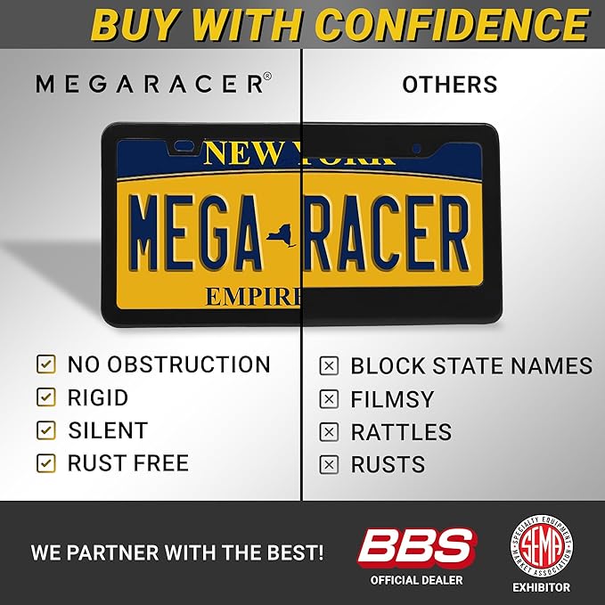 Premium Slim Matte Black License Plate Frames – Best Value 4 Pack, Rust-Free Stainless Steel & Rattle-Free, Street Legal, Universal with Screw Cover, Thin Edged Metal Front & Rear Car Tag Holders