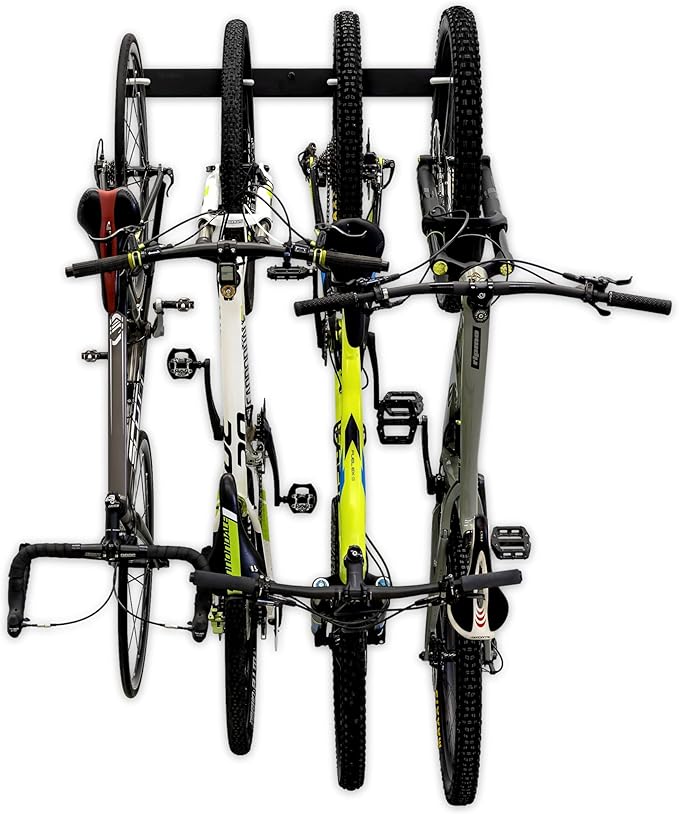 4 Bike Rack for Garage - Solid Steel Extra Heavy Duty BLAT Bike Rack - Garage Wall Mounted Bicycle Storage