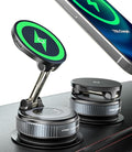 15W Wireless Charger Magnetic Car Phone Holder [Vacuum Suction Cup] 360° Adjustable & Foldable Car Mount for Dashboard/Windshield/Smooth Surface [Compatible with MagSafe] for iPhone/Samsung