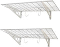 SafeRacks Garage Wall Shelves - 2 Pack Combo Set with 4 Hanging Hooks