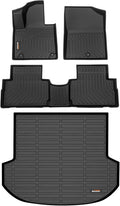 Binmotor-Floor Mats & Cargo Liner Set for Hyundai Santa FE 2021-2023 (Not Fit for Hybrid), Front & 2nd Row & Cargo Liner, TPE All Weather Mats Cargo Trunk Mat for Santa FE Accessories