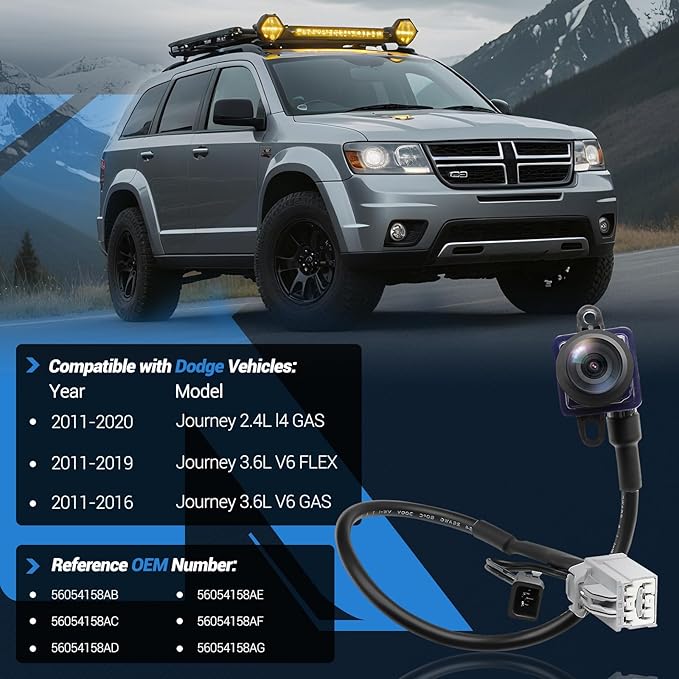 Rear View Backup Camera Compatible with Dodge Journey 2011-2020 Park Assist Camera Replaces# 56054158AB 56054158AC 56054158AD 56054158AE 56054158AF