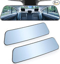 JOYTUTUS Rearview Mirror, 2 pack 12 Inch Panoramic Anti-Glare Clip-on Wide Angle Convex Rear View Mirror, Effectively to Reduce Blind Spot, Universal for More Car SUV Trucks -Blue