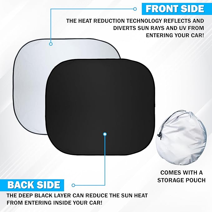 Car Windshield Sun Shade Foldable | Front Windshield Shade for Sun, Heat and UV Rays | Sunshade for Car Front Window and Interior Sun Protection | Medium (28 x 31 inches)