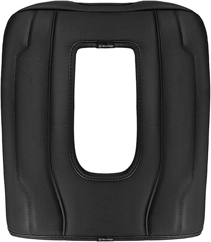 Muslogy Center Console Armrest Cover Compatible with Chevy Silverado & GMC Sierra 1500 2500 3500 2022-2025 Comfort Armrest Pad Arm Rest Cushion Vegan Leather Protector Regular Thick(Bucket Seat ONLY)