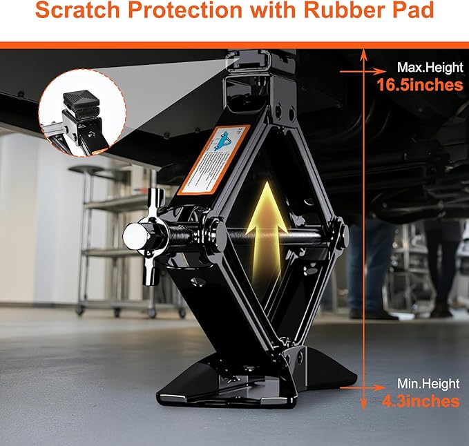 Scissor Jack, 2.5T(5512 Lbs), High-Strength Car Jack and Stand Kit with Rubber Pad, Tire Changing Kit with Ratchet Handle and Lug Wrench, Universal Vehicle Emergency Set for Various Models