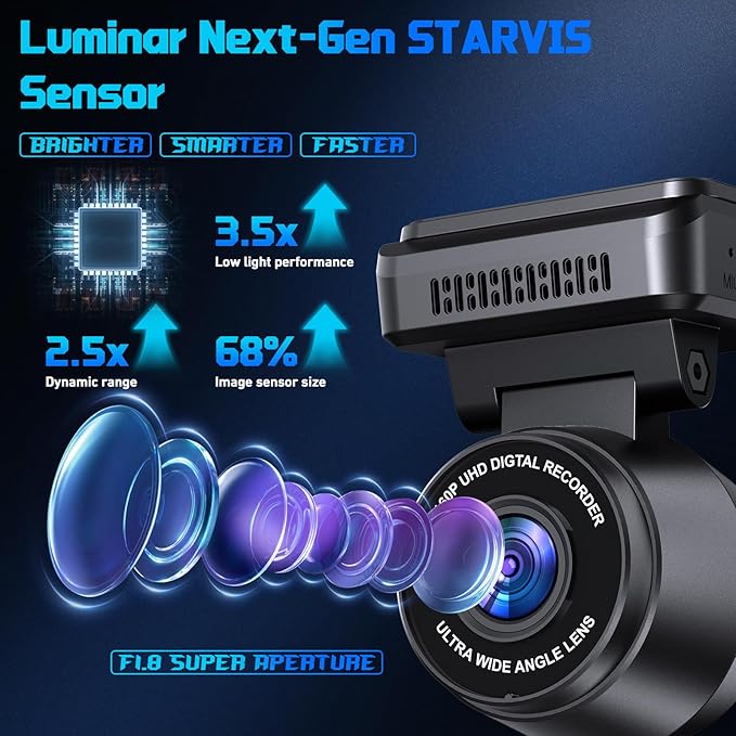 Dash Cam Front 4K Dash Camera for Cars Built-in WiFi/APP Control Dashcams for Cars, 1.2" IPS Touch Screen Dash Cam with Free 32GB Card,170°Wide Angle, G-Sensor, Night Vision, 24H Parking Mode Dashcam