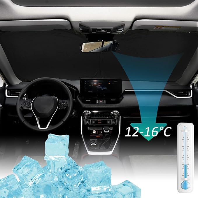 ROCCS Windshield Sun Shade fit for Toyota 4Runner 2010-2023 2024 2025,Foldable Front Window Sunshade Sun Visor Protector Blocks UV Rays Keep Your Car Cooler
