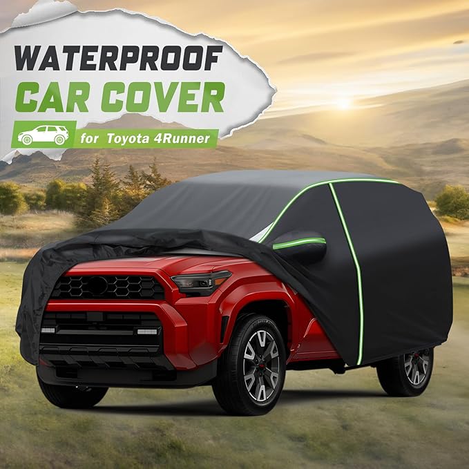 Mixsuper Liner Car Cover for Toyota 4Runner 2002-2026, 7 Layers Waterproof Car Cover Accessories for 4Runner with Zipper Door, Windproof Straps, Reflective Strips, Anti-UV, All Weather