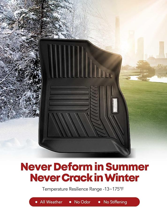 YHTAUTO Floor Mats & Cargo Liner Fit for 2018-2024 Chevrolet Traverse 7 Seats with 2nd Row Bucket Seat, TPE Rubber All Weather Floor Liner, Traverse Accessories Odorless Car Mat