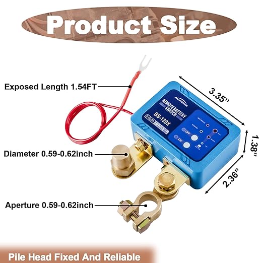 Kill Switch for Car, Battery Cut Off Switch 12V 120A, Smart Automatic Remote Battery Disconnect Switch with Sound, Auto Anti Theft Kill Switch, Universal Battery Kill Switch for Car Truck RV