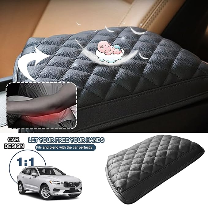 Ruiya XC90 Center Console Cover for 2018-2024 Volvo XC90 Accessories, Volvo XC90 Thicken Soft Comfy Armrest Cover Lid Protector Compatible with 2018 2019 2020 2021 2022 2023 2024 Volvo XC90