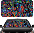 Gven Car Windshield Sun Shade, Artistic Design Car Shade Foldable Windshield Sun Visor Heat-Reflective Sunshade for Summer (Abstract, L)