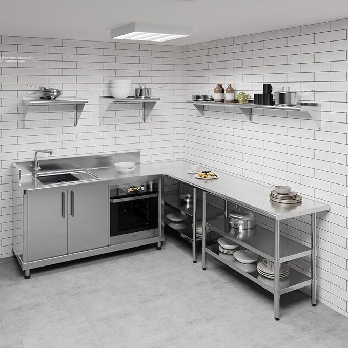 AmGood 72" Long X 10" Deep Stainless Steel Wall Shelf | NSF Certified | Appliance & Equipment Metal Shelving | Kitchen, Restaurant, Garage, Laundry, Utility Room