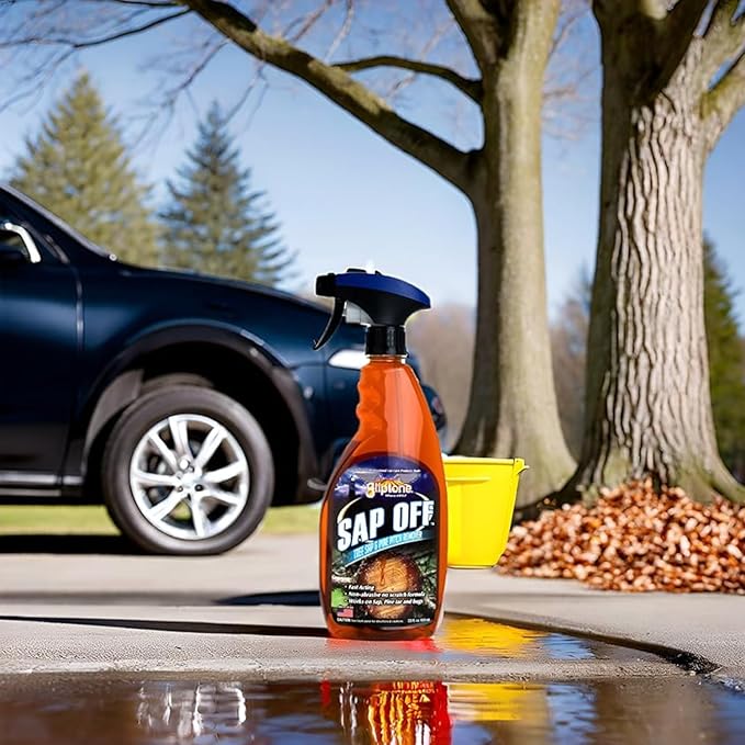 Sap Off, Fast-Acting Sap, Pine Tar & Bug Remover Spray, 22 Fl Oz, Non-Abrasive Formula Safe for Paint, Glass & Plastic, Removes Dried-On Sap, Tar, and Bug Residue Quickly