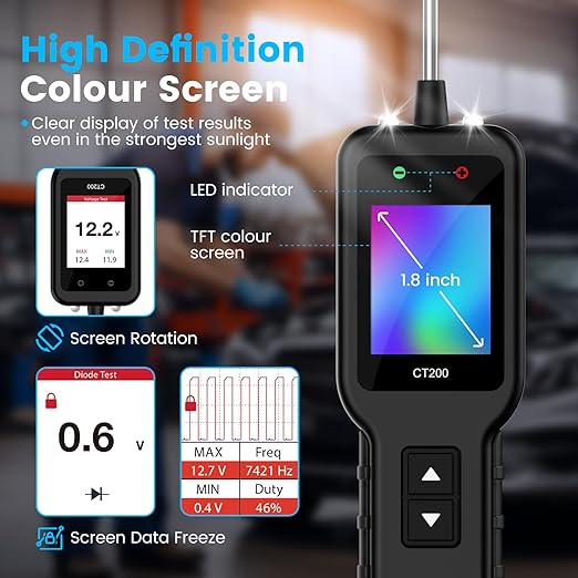 Automotive Circuit Tester, Power Circuit Probe Tool, 12-24V Electrical Short Open Breaker Circuit Finder, CT200 Auto Electrical Circuit Tester, Car Fuse Tester, Automotive Tool