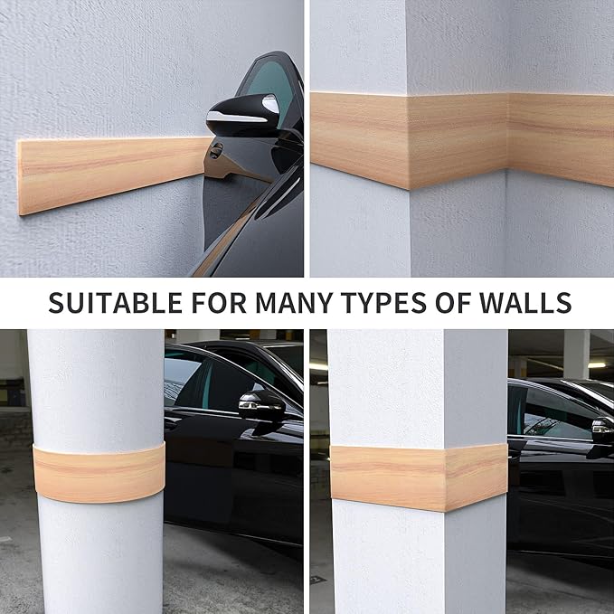GWP01 Wood Grain Garage Wall Protector Car Door Protectors, Garage Accessories, Parking Stopper for Garage, Tool-Free, Designed in Germany (6.5mm Wood Grain)
