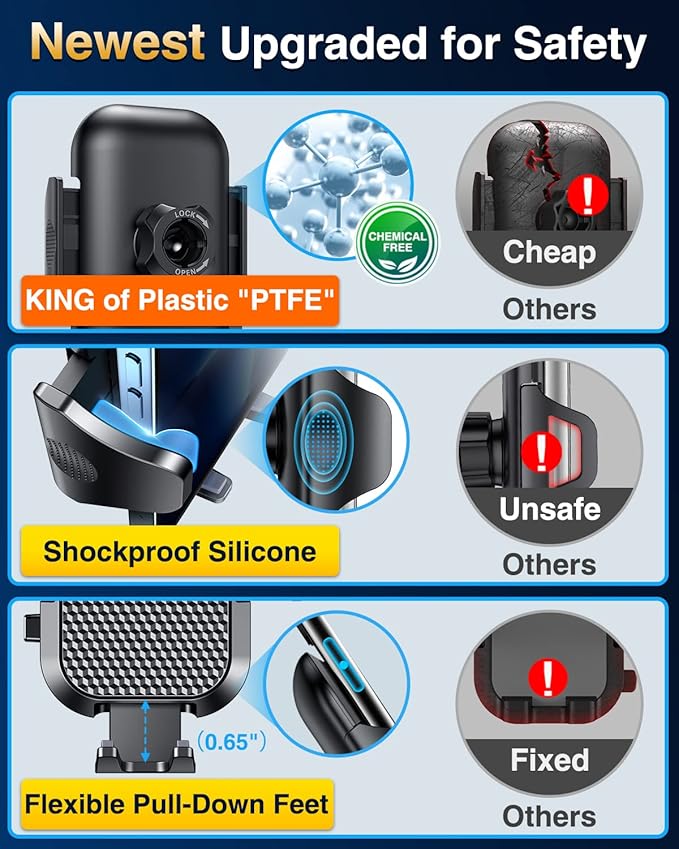 VANMASS [Pro Version] Universal Car Phone Mount [2025 Super Suction Cup] Phone Holder for Car, Cell Phone Car Mount for Windshield Dash Vent Truck Stand for iPhone 16 Pro Max 15 14 13 Samsung Android