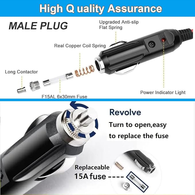 Car Charger Power Adapter Compatible with BLUETTI Car Charging Cable EB3A / EB70 / EB70S Portable Power Adapter 2M/6.5FT Charging Cord with DC 8MM Input Port