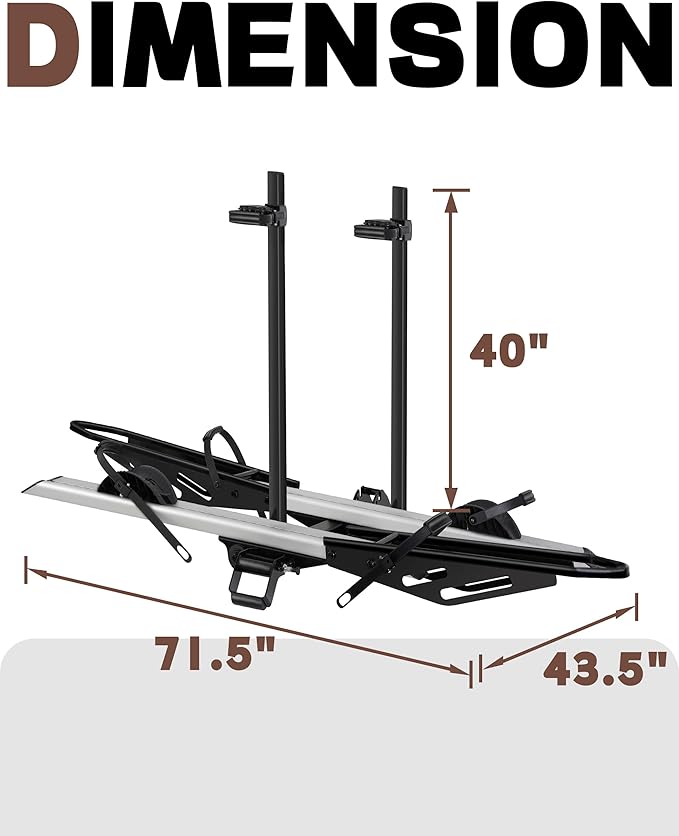 200 LBS. Hitch Mount Ebike Rack for Fat Tire Electric Bikes, Mountain Bicycles, fits Cars, SUVs, RVs, Trucks, Trailers with 2 Inch Receiver