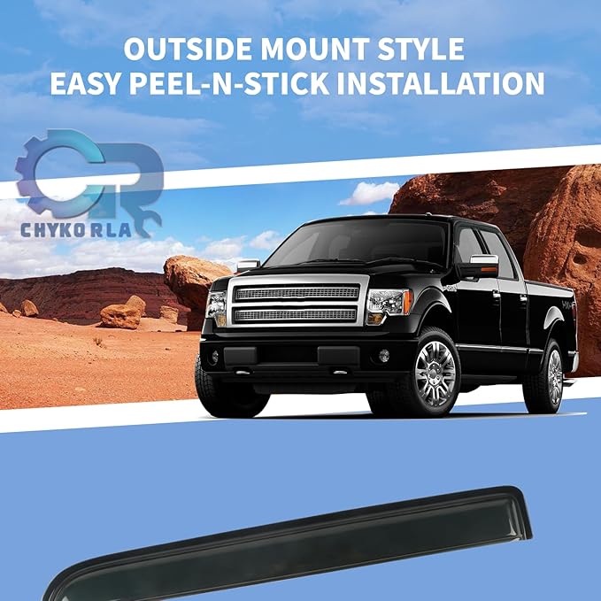 Rain Guards Window Visors Fit for 2009-2014 Ford F150 SuperCrew Cab Truck, Outside Mount Sun Shade Window Vent Deflectors,Smoke Tinted Side Window Vent Visors 2010 2011 2012 2013