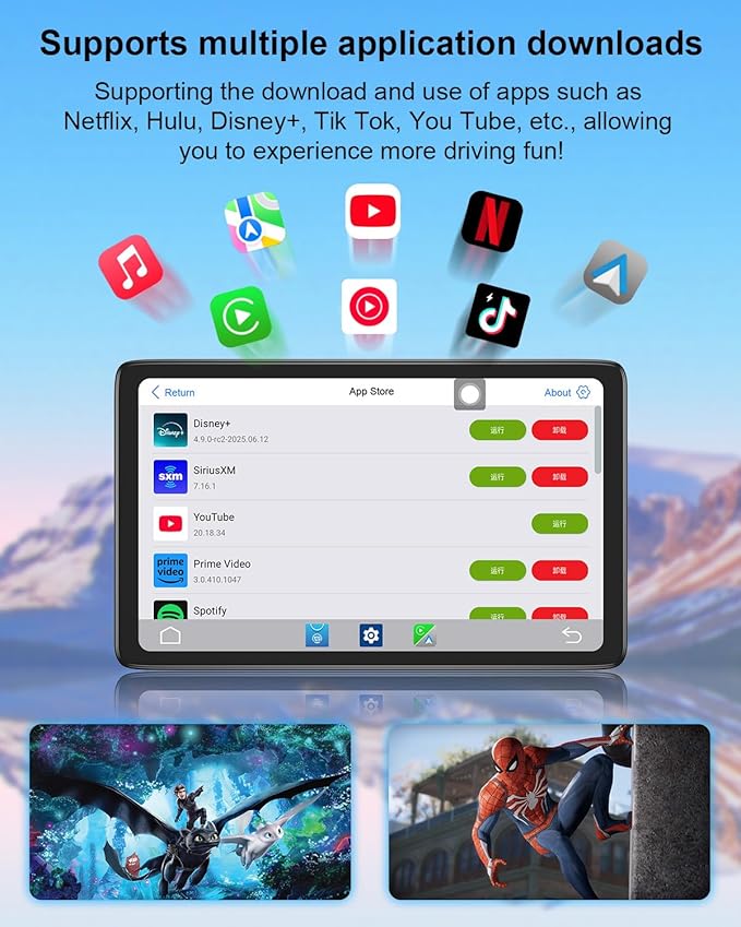 Upgraded Apple Carplay Screen for Car, 9" Wireless CarPlay & Android Auto Car Stereo Touch Screen, Car Play Supports Netflix/YouTube/TikTok, App Store, Screen Flip, GPS Navigation, Voice Control