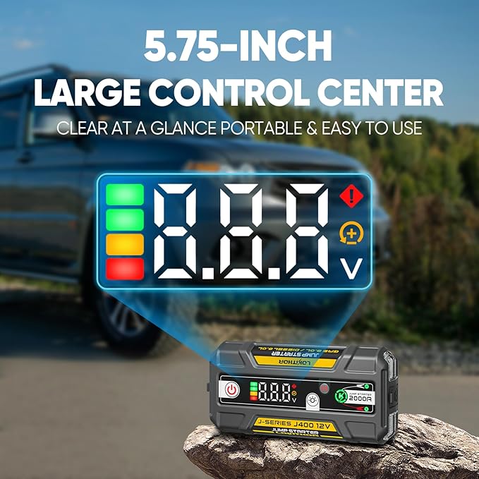 J400 Jump Starter with ConnectMax Tech, 2000A 12V Battery Jumper Starter Portable, Lithium Jump Box and Jump Pack for Up to 8.0-Liter Gas and 6.0-Liter Diesel Engines, Smart Digital Screen