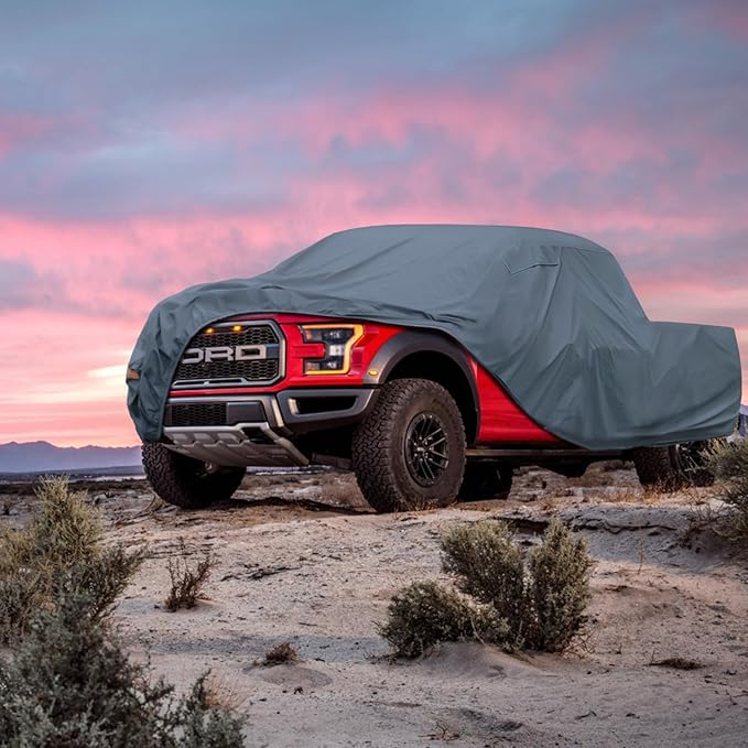 16 Layers Truck Cover Waterproof All Weater - See Vehicle Size Chart - Heavy Duty Outdoor Truck Pickup Cover for Ford F-150 F-250 F-350, Silverado, Nissan Titan. Length up to 242 inch.