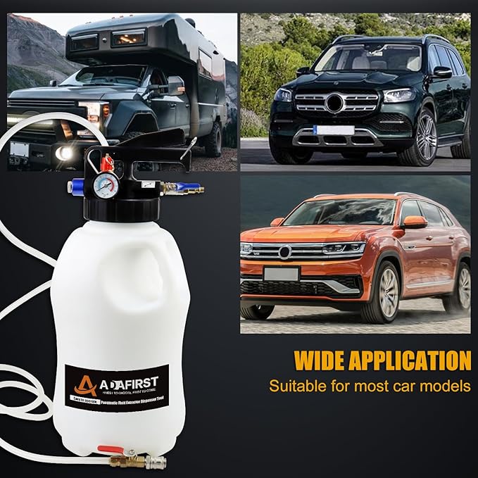 Transmission Fluid Transfer Pump Kit, 10L Pneumatic Fluid Extractor and Dispenser Tool with Adapter for ATF Fill, Gear Oil Refill, Differential Oil, Garage and Shop Fluid Evacuator and Filler