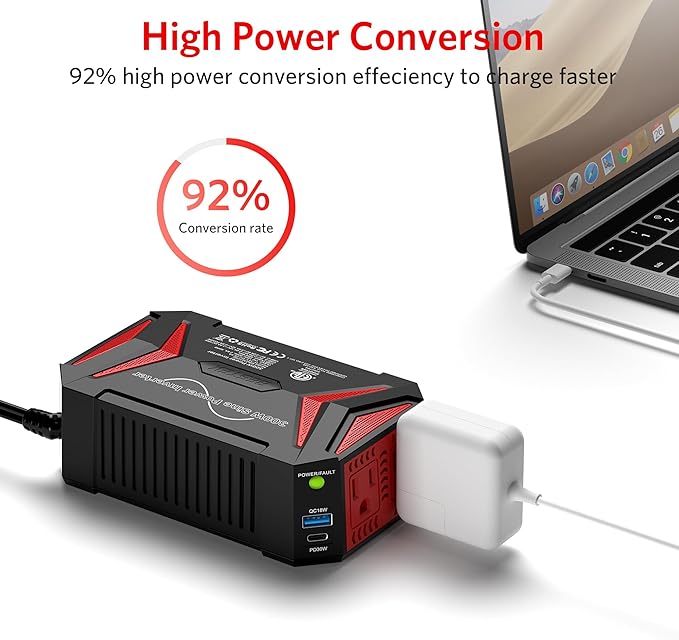 BESTEK 300Watt Pure Sine Wave Power Inverter [30W PD USB-C] Car Adapter DC 12V to AC 110V with QC3.0 USB Ports, Multi-Protection Car Charger Power Inverter for Vehicles