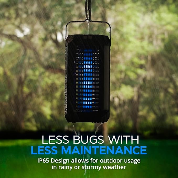 Rogue 2 in 1 Solar Bug Zapper Outdoor and Bug Zapper Indoor Plug in for Mosquito, Fly, Solar Powered & USB-C Rechargeable Camping Lantern, LED Flash Light, High Voltage, Trap Safe for Pets & Kids