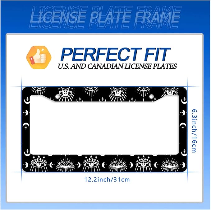 Evil Eye License Plate Frame Psychedelic Eye License Plate Stainless Steel Funny License Plate Holder Colorful Car Accessory Car Decoration 12.3" x 6.3" Fits Standard Vehicles Size
