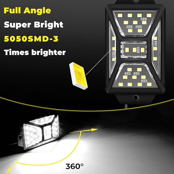 30 Pods 810 White Rock Lights with 11yd/10M Extension Wire, 6000K Super Bright Underglow Light, Waterproof IP67, 360° Full Angle Illuminate Rock Lights for Trucks Jeep UTV ATV SUV Boats