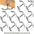 10 Pcs Zinc Alloy Ceiling Double Hook Cabinet Wardrobe Coat Towel Hat Hook Hooks Under Cabinet Shelf (Shiny Silver)