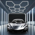 MODERN Hexagon Garage Light: Higher Brightness 38880 Lumens Honeycomb Garage Light, 8 Grid Systems 6500K, Hexagon Garage Grid Lighting for Garage, Gym, Car Detailing Shop etc.