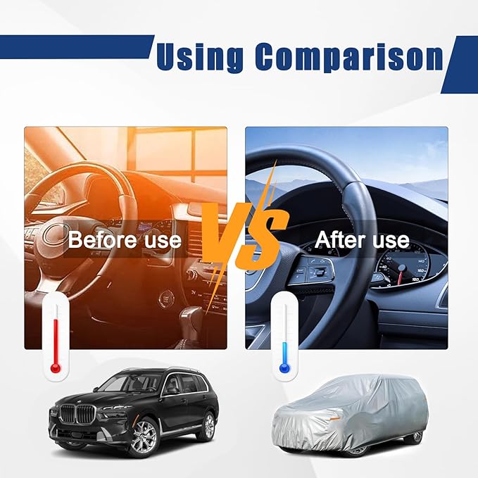 Kayme 6 Layers SUV Car Cover Custom Fit for BMW X7（2018-2025） Waterproof All Weather for Automobiles, Outdoor Full Cover Rain Sun UV Protection.Silver