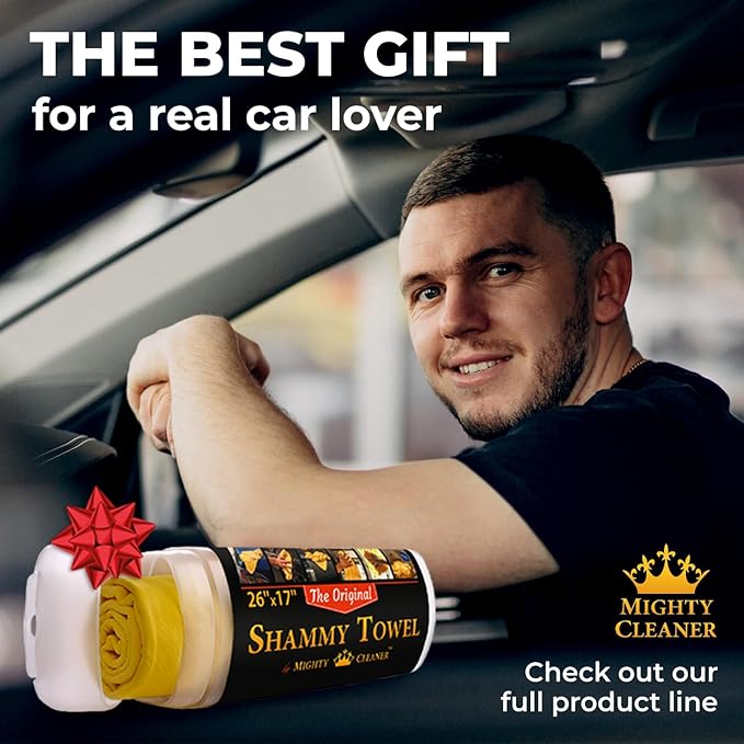 Premium Shammy Cloth for Car Drying - 26”x17” - Super Absorbent Chamois Towel for Car - Scratch-Free, Reusable & Soft